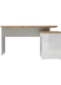 Eckschreibtisch Easy Office Eichefarben/Wei&szlig; Hochglanz