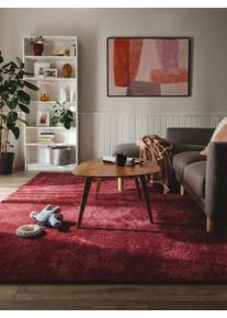 Tapis poil ras shaggy lavable Melvin Rouge 200x250 cm - Tapis poil court design moderne pour salon