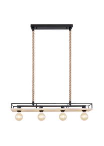 Globo , Braun, Schwarz , Holz, Metall, Naturmaterialien , 15x120x95 cm , Beleuchtung, Innenleuchten, H&auml;ngeleuchten