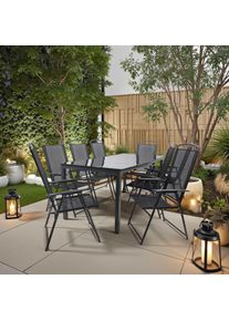 Gartentischgruppe Schwarz 9-teilig