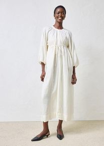 Maxikleid aus reinem Leinen, wei&szlig;, Gr&ouml;&szlig;e 50, bonprix