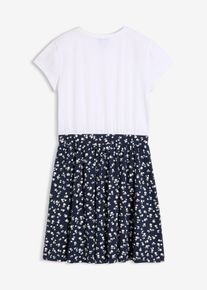 Jerseykleid aus elastischem Bio-Baumwoll-Mix, wei&szlig;, Gr&ouml;&szlig;e 134, mit Baumwolle, bonprix