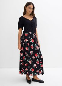 Maxikleid aus Viskose-Mix, schwarz, Gr&ouml;&szlig;e 48/50 (XL), Viskose, bonprix