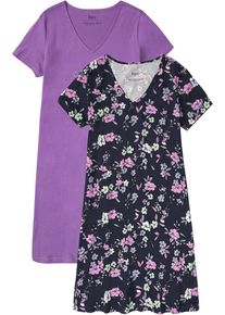 Kurzes Nachthemd aus reiner Baumwolle (2er Pack), lila, Gr&ouml;&szlig;e 40/42 (M), 100% Baumwolle, bonprix