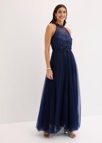 Abendkleid aus zartem T&uuml;ll mit Spitze, blau, Gr&ouml;&szlig;e 50, bonprix