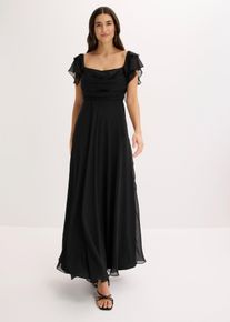 Abendkleid aus feinem Chiffon mit Drapierung, schwarz, Gr&ouml;&szlig;e 38, bonprix