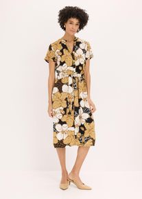 Blusenkleid mit P&uuml;nktchen, schwarz, Gr&ouml;&szlig;e 52, bonprix