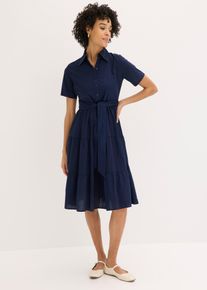 Blusenkleid aus elastischem Baumwoll-Mix, blau, Gr&ouml;&szlig;e 54, mit Baumwolle, bonprix