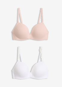 Schalen-BH ohne B&uuml;gel mit Bio-Baumwolle (2er Pack), beige, Gr&ouml;&szlig;e 90A, mit Baumwolle, bonprix