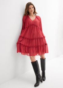 Tunika-Kleid aus strukturiertem Chiffon, rot, Gr&ouml;&szlig;e 48, bonprix