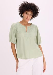 Tunikabluse mit Stickerei leicht transparent, gr&uuml;n, Gr&ouml;&szlig;e 36, bonprix