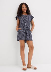 Jersey-Jumpsuit aus elastischem Bio-Baumwoll-Mix, blau, Gr&ouml;&szlig;e 140/146, mit Baumwolle, bonprix