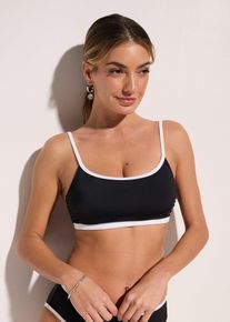 Bustier-Bikinioberteil mit wei&szlig;en Kontrastn&auml;hten, schwarz, Gr&ouml;&szlig;e 44, bonprix