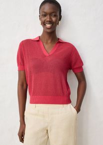 Ajour-Strickpolo mit Leinenanteil, rot, Gr&ouml;&szlig;e 52/54 (XXL), Leinen, bonprix