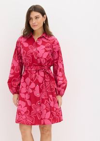 Blusenkleid aus reiner Baumwolle, pink, Gr&ouml;&szlig;e 52, mit Baumwolle, bonprix