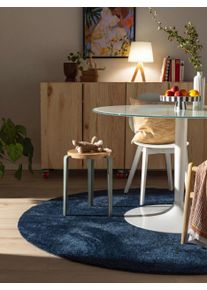 benuta nest Tapis lavable Nina Bleu fonc&eacute; diam&egrave;tre 200 cm