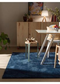 Tapis poil ras lavable Nina Bleu fonc&eacute; 250x350 cm - Tapis poil court design moderne pour salon