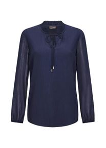 Chiffonbluse GOLDNER "Elegante Jersey-Bluse mit Rundhals", Damen, Gr. 38, blau (marine), Obermaterial: 100% Polyester PES., Modisch, figurumspielend, Gummib&uuml;ndchen, Blusen Chiffonbluse, Gummibund