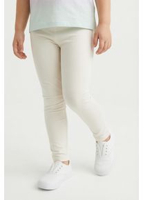 Leggings happy girls, M&auml;dchen, Gr. 122, N-Gr, beige (ecru), Jersey, Obermaterial: 95% Baumwolle, 5% Elasthan, unifarben, skinny fit kn&ouml;chellang, Hosen Leggings, in Basic-Form