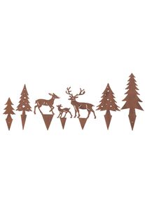 Weihnachtsfigur Dreams "Waldszene, Weihnachtsdeko aussen", braun (rostbraun), Metall, Dekofiguren, Weihnachtsfigur, Gartenstecker in Rostoptik