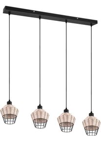 REALITY LEUCHTEN Pendelleuchte "Borka", beige (natur), 4, H: 150cm, 1 Stk., Leuchten, Boho H&auml;ngelampe aus Rattan 4-flammig exkl E27 max 40W h&ouml;henverstellbar, Pendelleuchte