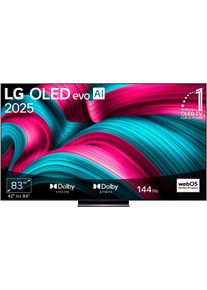 LG OLED-Fernseher "OLED83C5ELA", Energieeffizienz: F, grau (grau, schwarz), 83, Fernseher, OLED-Fernseher