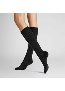 Kniestr&uuml;mpfe Hudson "Kniestrumpf Winter Plait", Herren, Gr. 35-38, schwarz (schwarz 0005), Obermaterial: 44% Wolle WO. 44% Polyacryl PAN. 10% Polyamid PA. 2% Elasthan EL., Socken Kniestr&uuml;mpfe