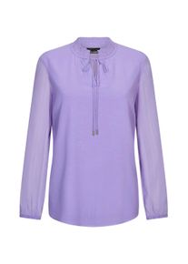 Chiffonbluse GOLDNER "Kurzgr&ouml;&szlig;e Elegante Jersey-Bluse mit Rundhals", Damen, Gr. 21, lila (flieder), Obermaterial: 100% Polyester PES., Modisch, figurumspielend, Gummib&uuml;ndchen, Blusen Chiffonbluse, Gummibund