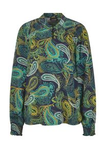 Schlupfbluse GOLDNER "Kurzgr&ouml;&szlig;e Viskose-Satin-Bluse mit Paisley-Muster", Damen, Gr. 20, gr&uuml;n (smaragd, gemustert), Obermaterial: 100% Viskose CV., Modisch, Blusen Schlupfbluse, Paisley-Muster