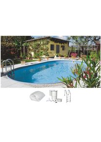 Ovalpool Clear Pool, wei&szlig;, B:300cm H:120cm L:490cm, Schwimmbecken, Ovalpool, 490x300x120 cm inkl. Tiefbeckenleiter aus Edelstahl