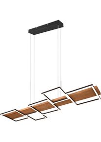 Trio LEUCHTEN LED Pendelleuchte "Harper", schwarz (schwarz matt), 1, H: 150cm, 1 Stk., Leuchten, H&auml;ngelampe aus Holz und Metall, h&ouml;henverstellbar, LED mit 3 Dimmstufen, LED Pendelleuchte