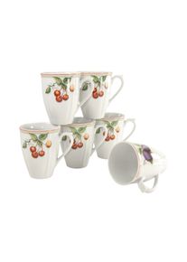 Becher Creatable "Kaffeebecher Flora Orchard", wei&szlig;, 6 Stk., Porzellan, Trinkgef&auml;&szlig;e, Becher, Tassen Set, 6-teilig