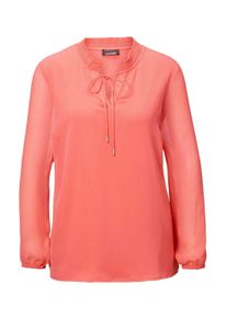 Chiffonbluse GOLDNER "Elegante Jersey-Bluse mit Rundhals", Damen, Gr. 54, orange (koralle), Obermaterial: 100% Polyester PES., Modisch, figurumspielend, Gummib&uuml;ndchen, Blusen Chiffonbluse, Gummibund