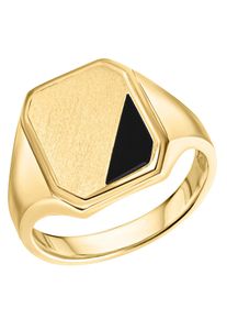 Fingerring Firetti "Schmuck Geschenk Silber 925 Herrenring Silberring Siegelring" Gr. 20, schwarz (gelbgoldfarben, schwarz), Fingerringe, Herren, 20, Silber 925 (Sterlingsilber), 3,5mm, Fingerring, mit Achat