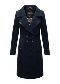 Wintermantel Navahoo "Wintermantel Wooly", Damen, Gr. M, blau (navy), Obermaterial: 90% Polyacryl PAN. 8% Viskose CV. 2% Elasthan EL. Obermaterial: Futter: 100% Polyester PES., M&auml;ntel Wintermantel