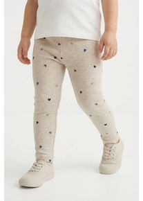 Leggings name it "NMFNUTTI LEGGING NOOS", M&auml;dchen, Gr. 128, N-Gr, peyote melange aop:hearts, Rippware, Obermaterial: 57% Baumwolle, 38% Modal, 5% Elasthan, bedruckt, Hosen Leggings