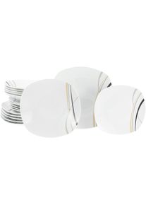 Teller-Set Creatable "Square City Line, Teller Set 18-tlg", wei&szlig;, 18 Stk., Porzellan, Geschirr-Sets, Teller-Set, Moderner Urban Style