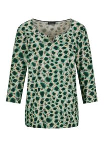 Schlupfbluse GOLDNER "Elegante Viskosebluse mit Leo-Muster", Damen, Gr. 52, gr&uuml;n (graugr&uuml;n, gemustert), Obermaterial: 100% Viskose CV., Modisch, Blusen Schlupfbluse, Rundhalsausschnitt