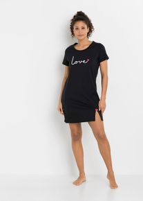 Nattlinne i ekologisk bomull - svart - storlek 56/58 (3XL) - bonprix