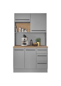 P & B Buffet, Grau, Eichefarben, Kunststoff, 2 F&auml;cher, 3 Schublade(n) Schubladen, 120x211x60 cm, Beim&ouml;bel erh&auml;ltlich, K&uuml;chen, K&uuml;chenm&ouml;bel, Buffetschr&auml;nke