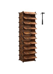 Schuhregal, Braun, Metall, Kunststoff, 10 F&auml;cher, 43x173x31 cm, Typenauswahl, stehend, Garderobe, Schuhaufbewahrung, Schuhregale