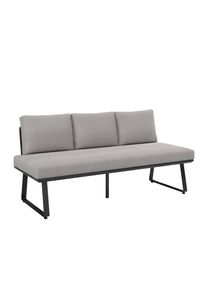 Ambia Garden Gartenbank, Schwarz, Hellgrau, Metall, Textil, 177x74.7x73.3 cm, mit R&uuml;ckenlehne, Gartenm&ouml;bel, Gartenb&auml;nke