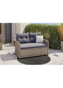 Ambia Garden Gartenbank, Grau, Dunkelgrau, Metall, Kunststoff, Textil, 120x76x67 cm, mit R&uuml;ckenlehne, Gartenm&ouml;bel, Gartenb&auml;nke, Gartenb&auml;nke