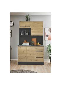 P & B Buffet, Anthrazit, Eiche Artisan, Holzwerkstoff, 2 F&auml;cher, 3 Schublade(n) Schubladen, 120x211x60 cm, Beim&ouml;bel erh&auml;ltlich, K&uuml;chen, K&uuml;chenm&ouml;bel, Buffetschr&auml;nke