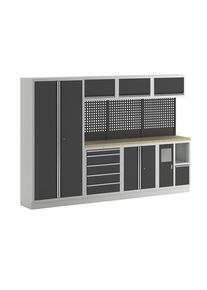 Kastsysteem, 1 kast, 3 hangkasten, 3 onderbouwkasten, antracietgrijs