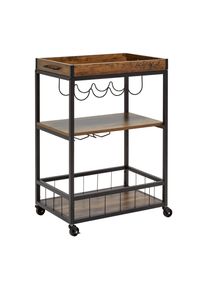 Servierwagen Madras Naturfarben/Schwarz