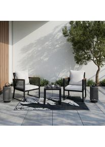 Gartensessel-Set 2-er Set Toni Creme Metall/Textil