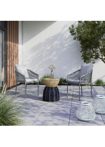 Gartensessel-Set 2-er Set Pepe Hellgrau Metall/Textil