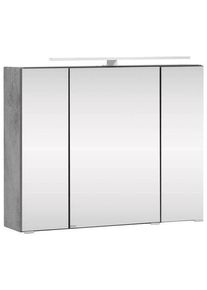 Held Spiegelschrank Stockholm mit LED 3-t&uuml;rig ca. 80x64 cm Grau