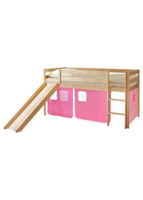 Spielbett "Manuel",aus Kiefer, rosa/kieferfarben/hellrosa